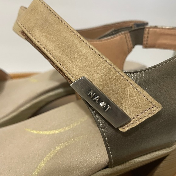 NAOT Intact Bronze Leather Sandal Women's 11 Metallic Strappy Coastal Block Heel - Picture 7 of 10